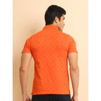Men's Casual Cotton Printed Polo Neck Half Sleeve T-Shirt (Rust) - M