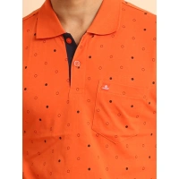 Men's Casual Cotton Printed Polo Neck Half Sleeve T-Shirt (Rust) - M