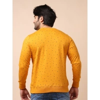 Men's Casual Cotton Printed Round Neck Full Sleeve Sweat Shirt (Mustard) - 2XL