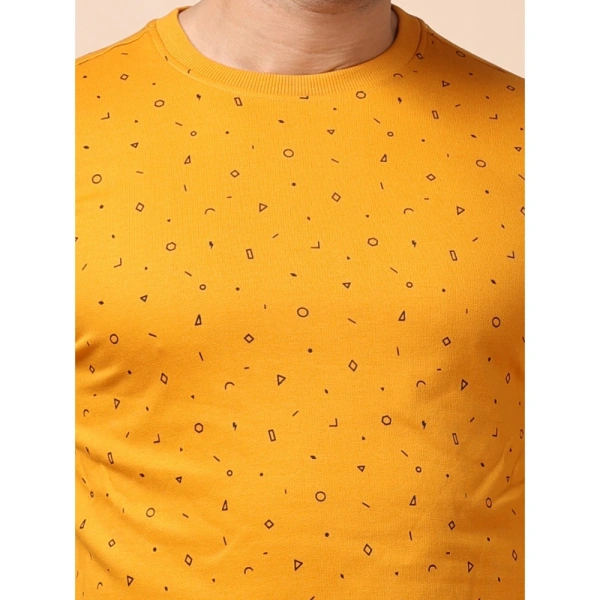Men's Casual Cotton Printed Round Neck Full Sleeve Sweat Shirt (Mustard) - 2XL
