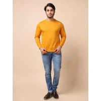 Men's Casual Cotton Printed Round Neck Full Sleeve Sweat Shirt (Mustard) - 2XL