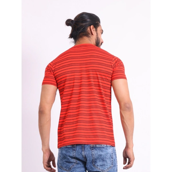 Men's Casual Cotton Printed Round Neck Half Sleeve T-Shirt (Red) - 2XL
