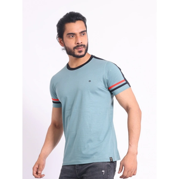 Men's Casual Cotton Printed Round Neck Half Sleeve T-Shirt (Grey) - 2XL