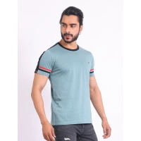 Men's Casual Cotton Printed Round Neck Half Sleeve T-Shirt (Grey) - 2XL
