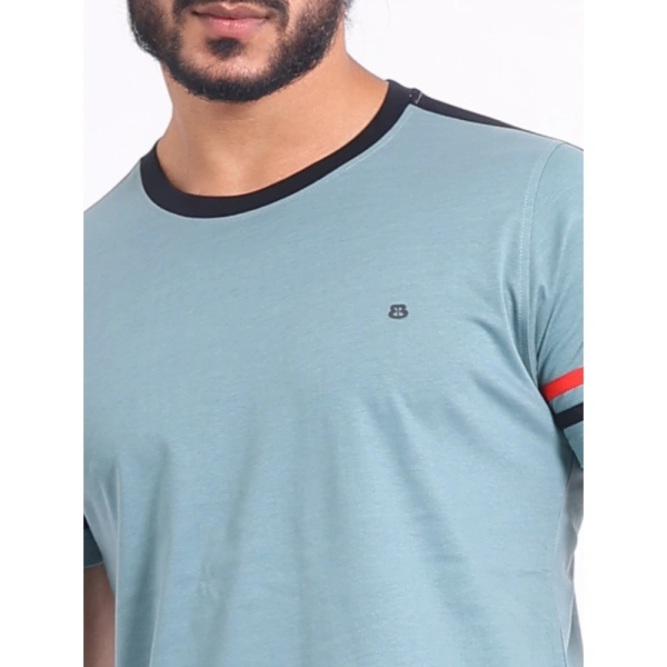 Men's Casual Cotton Printed Round Neck Half Sleeve T-Shirt (Grey) - 2XL