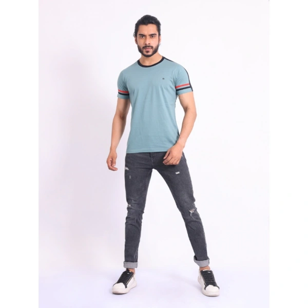 Men's Casual Cotton Printed Round Neck Half Sleeve T-Shirt (Grey) - 2XL
