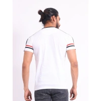 Men's Casual Cotton Printed Round Neck Half Sleeve T-Shirt (White) - 2XL