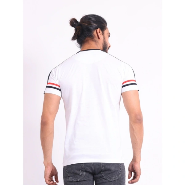 Men's Casual Cotton Printed Round Neck Half Sleeve T-Shirt (White) - 2XL