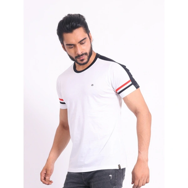 Men's Casual Cotton Printed Round Neck Half Sleeve T-Shirt (White) - 2XL