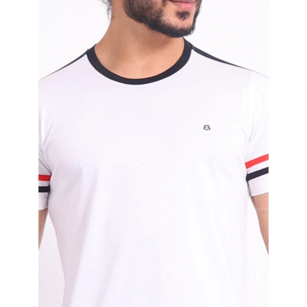 Men's Casual Cotton Printed Round Neck Half Sleeve T-Shirt (White) - 2XL