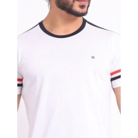 Men's Casual Cotton Printed Round Neck Half Sleeve T-Shirt (White) - 2XL
