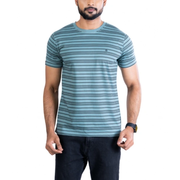 Men's Casual Cotton Printed Round Neck Half Sleeve T-Shirt (Gery) - XL