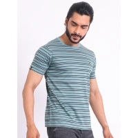 Men's Casual Cotton Printed Round Neck Half Sleeve T-Shirt (Gery) - XL