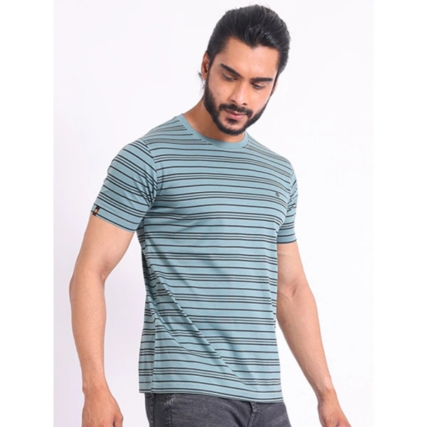 Men's Casual Cotton Printed Round Neck Half Sleeve T-Shirt (Gery) - XL