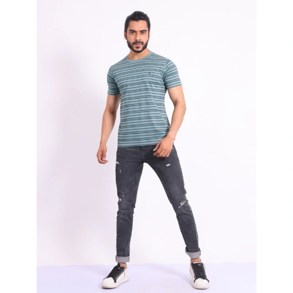 Men's Casual Cotton Printed Round Neck Half Sleeve T-Shirt (Gery) - XL