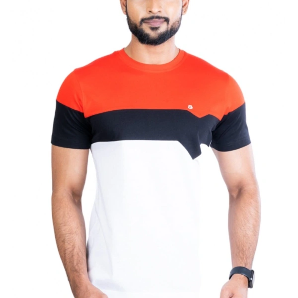 Men's Casual Cotton Printed Round Neck Half Sleeve T-Shirt (Red) - 2XL