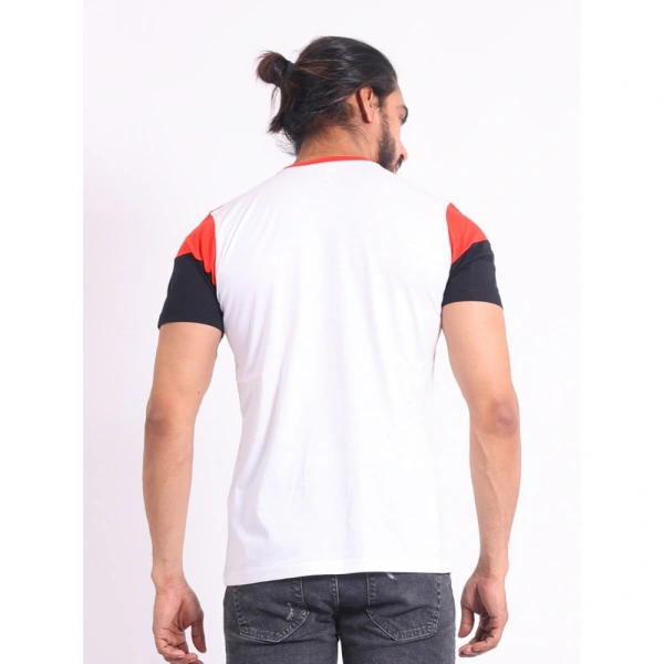 Men's Casual Cotton Printed Round Neck Half Sleeve T-Shirt (Red) - 2XL