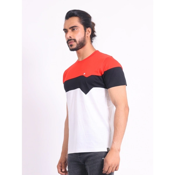 Men's Casual Cotton Printed Round Neck Half Sleeve T-Shirt (Red) - 2XL