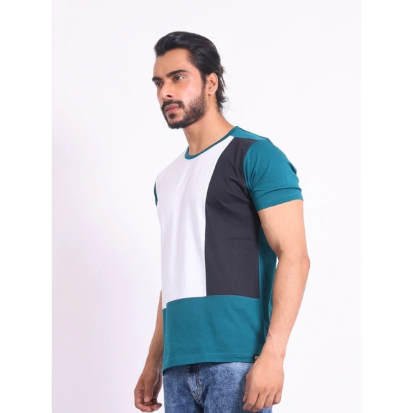 Men's Casual Cotton Printed Round Neck Half Sleeve T-Shirt (Green) - M
