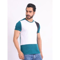 Men's Casual Cotton Printed Round Neck Half Sleeve T-Shirt (Green) - M