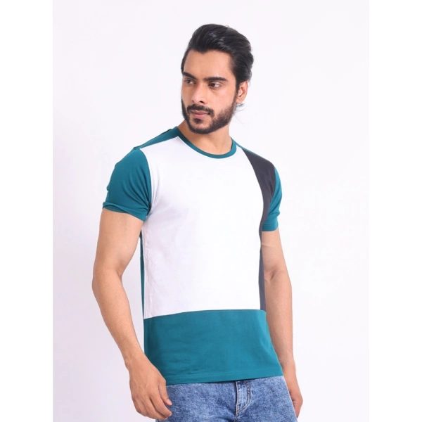 Men's Casual Cotton Printed Round Neck Half Sleeve T-Shirt (Green) - M