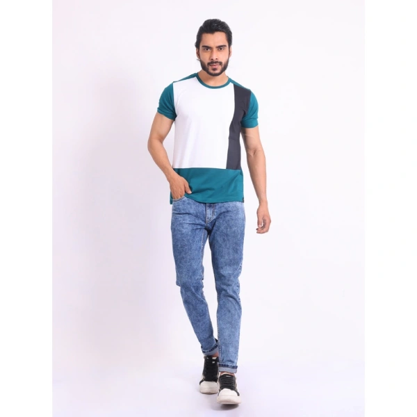 Men's Casual Cotton Printed Round Neck Half Sleeve T-Shirt (Green) - M