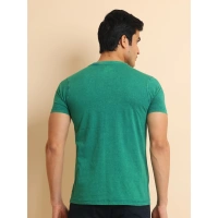 Men's Casual Cotton Printed Round Neck Half Sleeve T-Shirt (Green) - L
