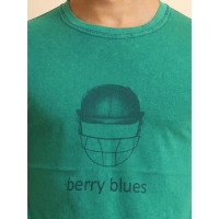 Men's Casual Cotton Printed Round Neck Half Sleeve T-Shirt (Green) - L