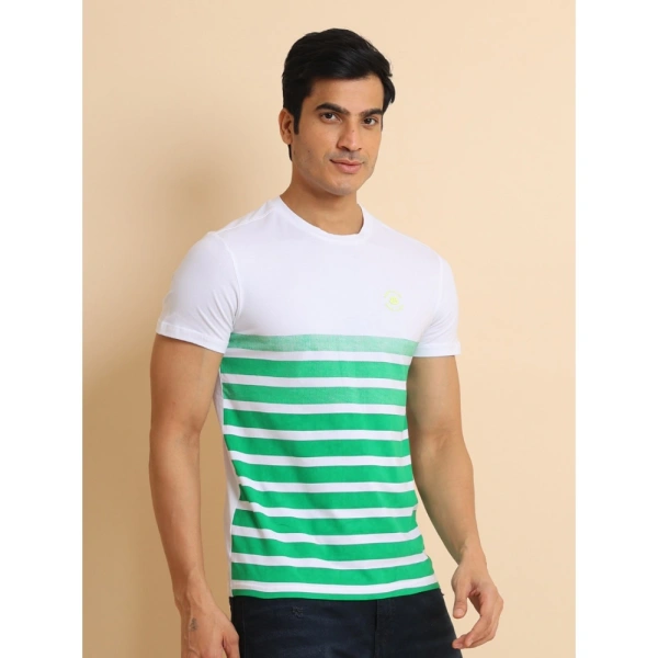 Men's Casual Cotton Printed Round Neck Half Sleeve T-Shirt (Green) - M