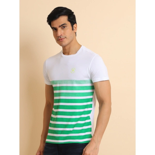 Men's Casual Cotton Printed Round Neck Half Sleeve T-Shirt (Green) - M