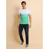 Men's Casual Cotton Printed Round Neck Half Sleeve T-Shirt (Green) - M