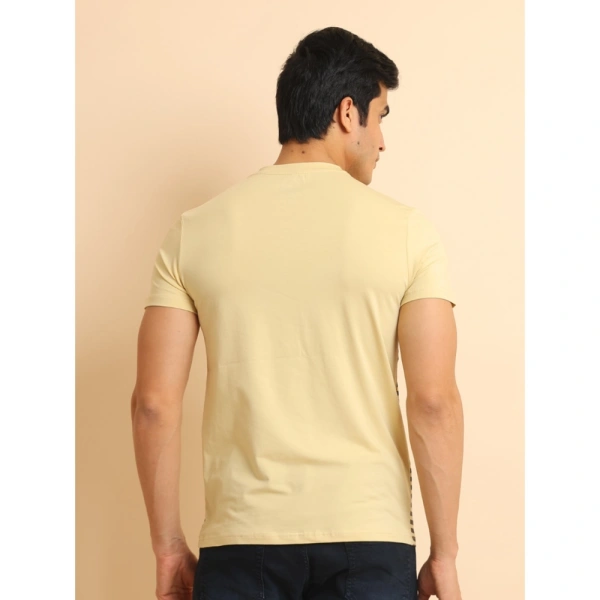 Men's Casual Cotton Printed Round Neck Half Sleeve T-Shirt (Brown) - L