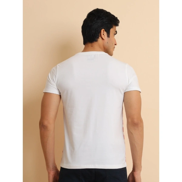 Men's Casual Cotton Printed Round Neck Half Sleeve T-Shirt (Red) - XL