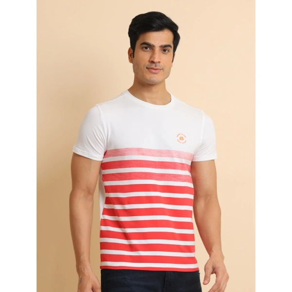 Men's Casual Cotton Printed Round Neck Half Sleeve T-Shirt (Red) - XL