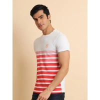 Men's Casual Cotton Printed Round Neck Half Sleeve T-Shirt (Red) - XL