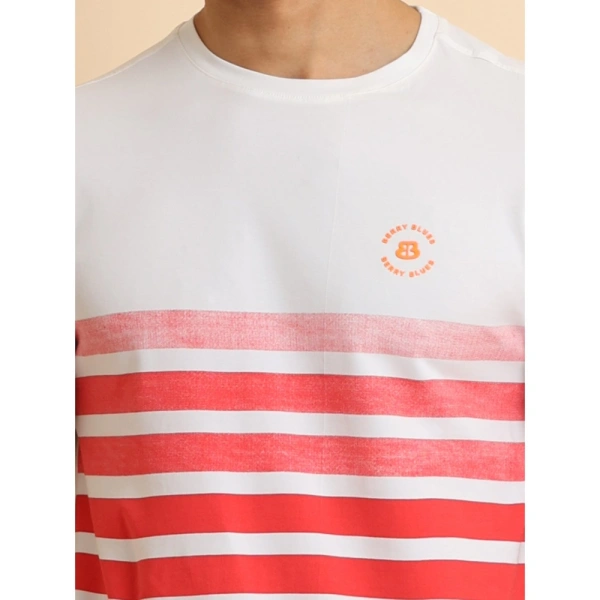 Men's Casual Cotton Printed Round Neck Half Sleeve T-Shirt (Red) - XL