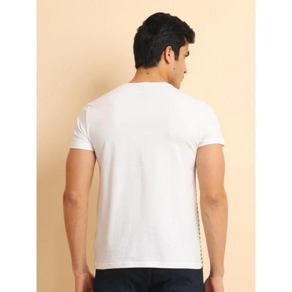 Men's Casual Cotton Printed Round Neck Half Sleeve T-Shirt (White) - XL