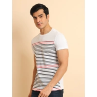 Men's Casual Cotton Printed Round Neck Half Sleeve T-Shirt (White) - XL