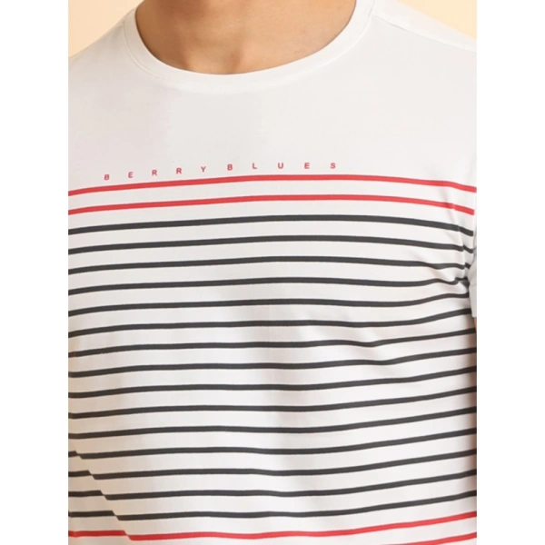 Men's Casual Cotton Printed Round Neck Half Sleeve T-Shirt (White) - XL