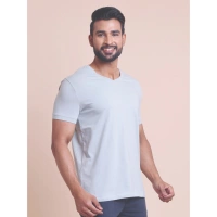 Men's Casual Cotton Solid Half Sleeve V Neck T-Shirt (Grey) - 2XL