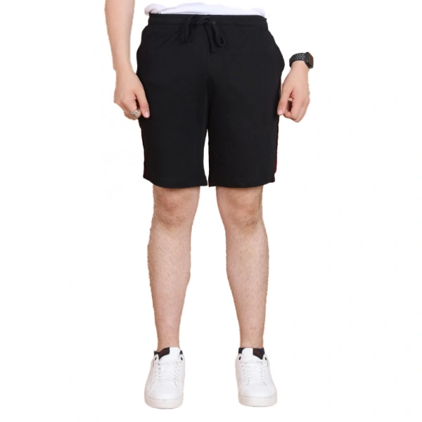 Men's Casual Cotton Striped Above knee Shorts (Black) - S