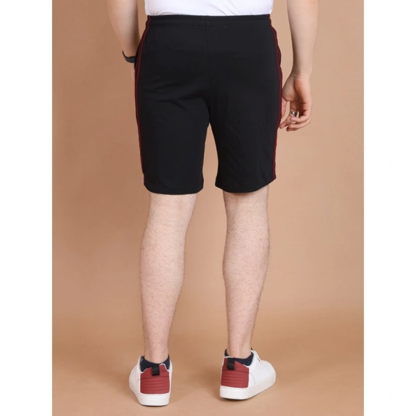 Men's Casual Cotton Striped Above knee Shorts (Black) - S