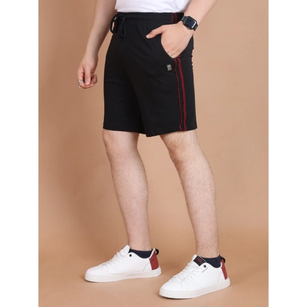 Men's Casual Cotton Striped Above knee Shorts (Black) - S