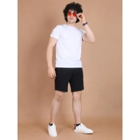 Men's Casual Cotton Striped Above knee Shorts (Black) - S