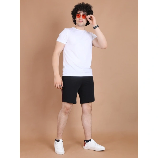 Men's Casual Cotton Striped Above knee Shorts (Black) - S