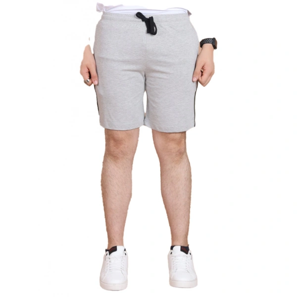 Men's Casual Cotton Striped Above knee Shorts (Greymelange) - L