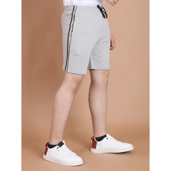 Men's Casual Cotton Striped Above knee Shorts (Greymelange) - L