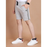 Men's Casual Cotton Striped Above knee Shorts (Greymelange) - L