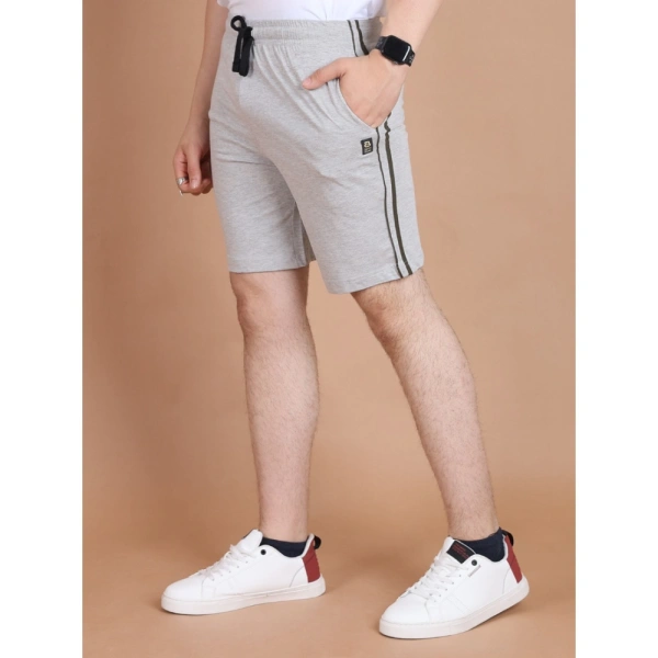 Men's Casual Cotton Striped Above knee Shorts (Greymelange) - L