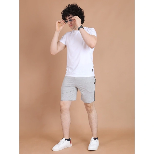 Men's Casual Cotton Striped Above knee Shorts (Greymelange) - L